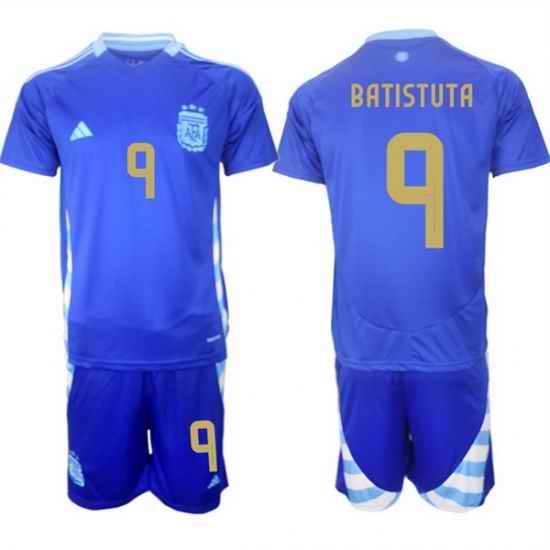 Men Argentina 9 Gabriel Batistuta Blue 2024 25 Away SoccerJersey Suit